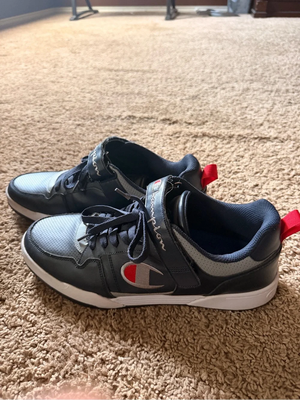 Champion Black and Gray Sneakers with Red Accents